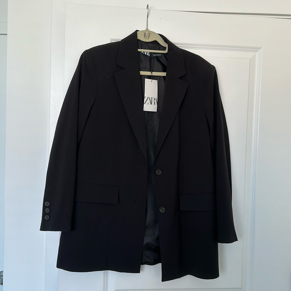 Zara Black Long Blazer Jacket